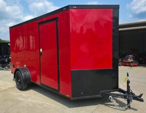 6×12 Enclosed Trailer Red V-Nose Blackout Package 3,500lb Axle Storage - Image 9