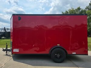 6×12 Enclosed Trailer Red V-Nose Blackout Package 3,500lb Axle Storage - Image 4