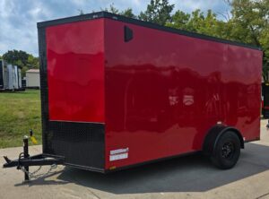 6×12 Enclosed Trailer Red V-Nose Blackout Package 3,500lb Axle Storage - Image 3