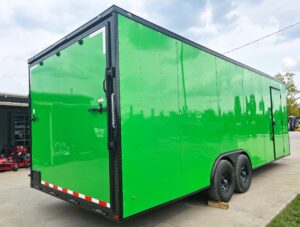 8.5×24 V Nose Neon Green Enclosed Trailer (2) 5200 LB Axles With Brakes 7 Ft Interior Height With Black Out Package - Image 8