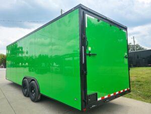 8.5×24 V Nose Neon Green Enclosed Trailer (2) 5200 LB Axles With Brakes 7 Ft Interior Height With Black Out Package - Image 6
