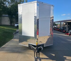 7×18 White Hybrid V Nose Trailer with 1′ Mesh Siding (2) 5,200lb Axles - Image 2