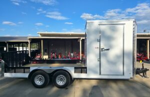 7×18 White Hybrid V Nose Trailer with 1′ Mesh Siding (2) 5,200lb Axles - Image 6
