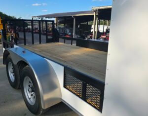 7×18 White Hybrid V Nose Trailer with 1′ Mesh Siding (2) 5,200lb Axles - Image 8
