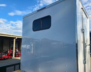 7×18 White Hybrid V Nose Trailer with 1′ Mesh Siding (2) 5,200lb Axles - Image 9
