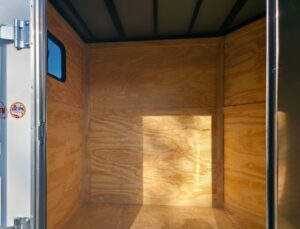 7×18 White Hybrid V Nose Trailer with 1′ Mesh Siding (2) 5,200lb Axles - Image 24