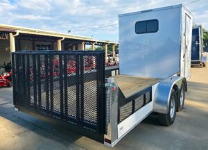 7×18 White Hybrid V Nose Trailer with 1′ Mesh Siding (2) 5,200lb Axles - Image 10