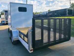 7×18 White Hybrid V Nose Trailer with 1′ Mesh Siding (2) 5,200lb Axles - Image 12