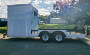 7×18 White Hybrid V Nose Trailer with 1′ Mesh Siding (2) 5,200lb Axles - Image 13