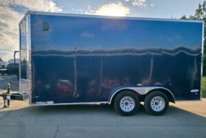 7x16x7 Indigo Blue Enclosed Trailer (2) 3500LB Axles - Image 4