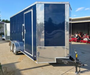 7x16x7 Indigo Blue Enclosed Trailer (2) 3500LB Axles - Image 2