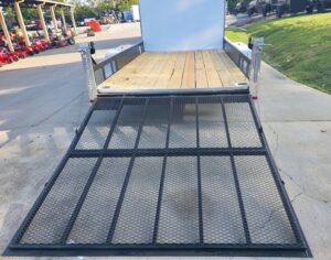 7×18 White Hybrid V Nose Trailer with 1′ Mesh Siding (2) 5,200lb Axles - Image 16