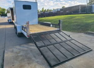 7×18 White Hybrid V Nose Trailer with 1′ Mesh Siding (2) 5,200lb Axles - Image 17