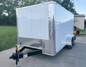 7x14x7 Enclosed Trailer White Flat Nose (2) 3500lb Axle - Image 3