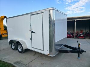 7x14x7 Enclosed Trailer White Flat Nose (2) 3500lb Axle