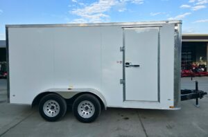 7x14x7 Enclosed Trailer White Flat Nose (2) 3500lb Axle - Image 6