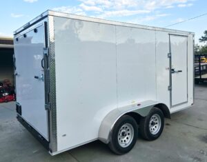 7x14x7 Enclosed Trailer White Flat Nose (2) 3500lb Axle - Image 7