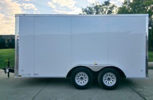 7x14x7 Enclosed Trailer White Flat Nose (2) 3500lb Axle - Image 5
