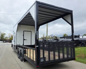 8.5×24 White Hybrid Trailer w/ Roof Covered Rear Deck 9′ Interior (2) 7,000lb Axles - Image 9