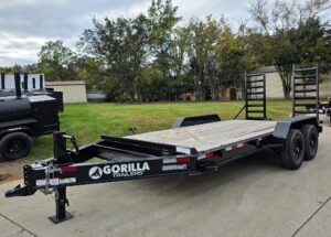 7×16 I-Beam Equipment Skid Steer Trailer (2) 5200lb Axles with Stand-Up Ramps 10K GVWR