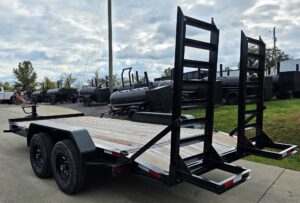 7×16 I-Beam Equipment Skid Steer Trailer (2) 5200lb Axles with Stand-Up Ramps 10K GVWR - Image 4