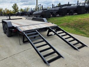 7×16 I-Beam Equipment Skid Steer Trailer (2) 5200lb Axles with Stand-Up Ramps 10K GVWR - Image 9