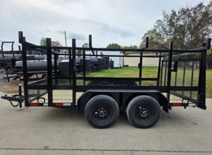 7×12 Straight Deck Utility Trailer 4ft Ladder Racks with 1.5 FT Mesh (2) 3500lb Axle - Image 4