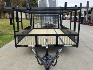 7×12 Straight Deck Utility Trailer 4ft Ladder Racks with 1.5 FT Mesh (2) 3500lb Axle - Image 2