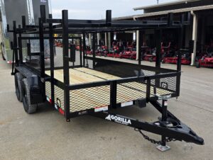 7×12 Straight Deck Utility Trailer 4ft Ladder Racks with 1.5 FT Mesh (2) 3500lb Axle - Image 3