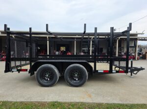 7×12 Straight Deck Utility Trailer 4ft Ladder Racks with 1.5 FT Mesh (2) 3500lb Axle - Image 5