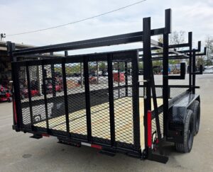 7×12 Straight Deck Utility Trailer 4ft Ladder Racks with 1.5 FT Mesh (2) 3500lb Axle - Image 8