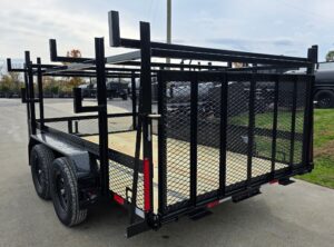 7×12 Straight Deck Utility Trailer 4ft Ladder Racks with 1.5 FT Mesh (2) 3500lb Axle - Image 7