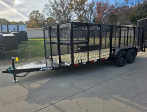 6.4×16 Utility Trailer Straight Deck 4ft Mesh Sides with Basket (2) 3,500lb Axles