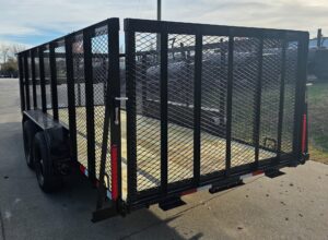 6.4×16 Utility Trailer Straight Deck 4ft Mesh Sides with Basket (2) 3,500lb Axles - Image 8