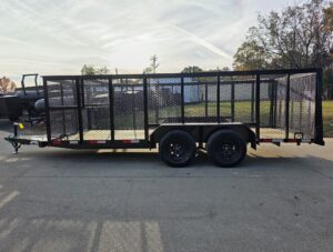 6.4×16 Utility Trailer Straight Deck 4ft Mesh Sides with Basket (2) 3,500lb Axles - Image 4