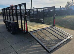 6.4×16 Utility Trailer Straight Deck 4ft Mesh Sides with Basket (2) 3,500lb Axles - Image 9