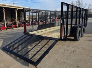 6.4×16 Utility Trailer Straight Deck 4ft Mesh Sides with Basket (2) 3,500lb Axles - Image 10
