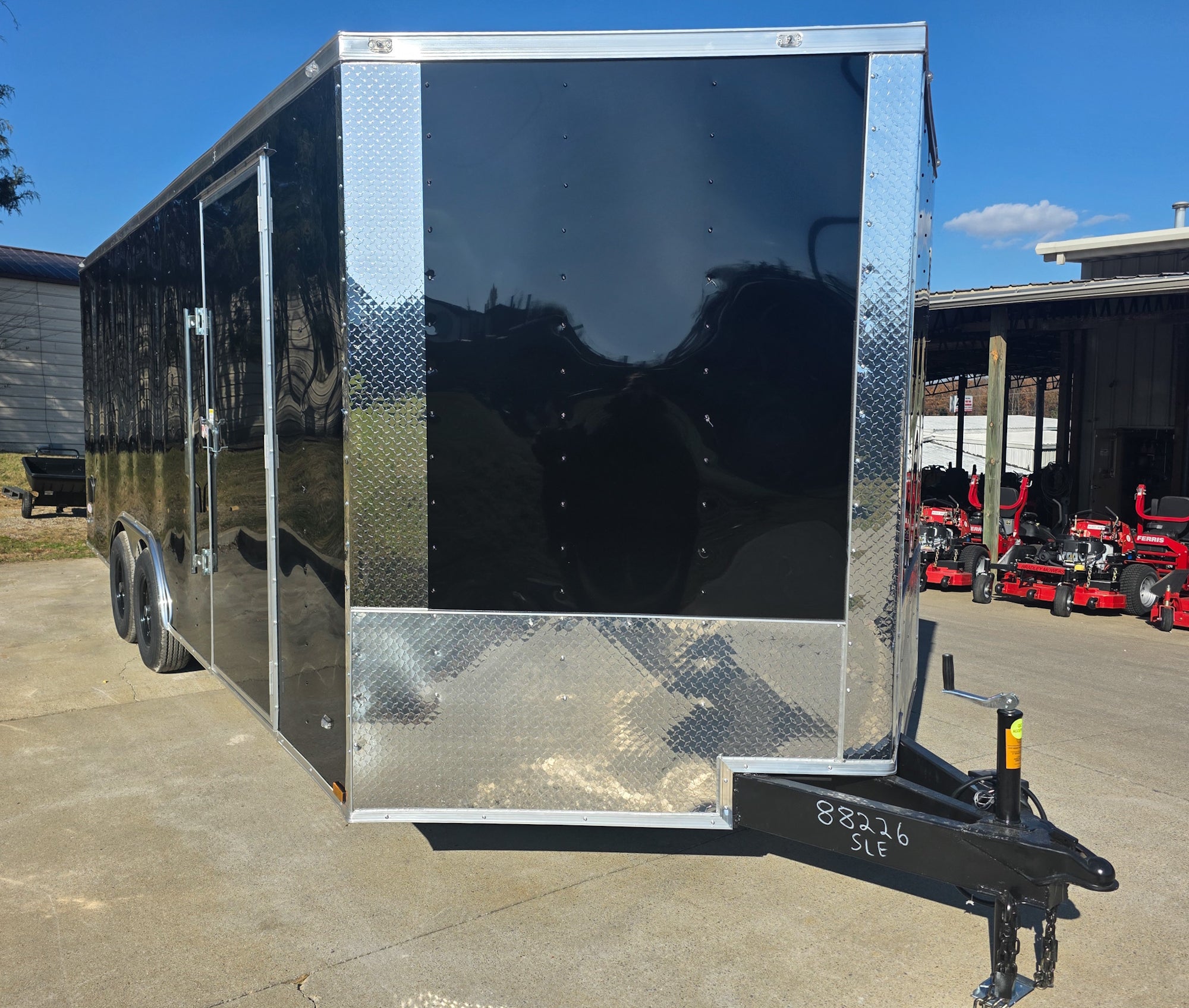 8.5×20 Black V-Nose Enclosed Trailer with Silver ATP (2) 52000lb Axles 8.5×20 Black V-Nose Enclosed Trailer with Silver ATP (2) 52000lb Axles - Image 1
