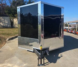 8.5×20 Black V-Nose Enclosed Trailer with Silver ATP (2) 52000lb Axles - Image 2