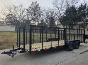 7×20 Dovetail Utility Trailer 4ft Mesh Sides (2) 3,500lb Axles - Image 2