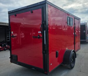 6×12 Enclosed Trailer Red V-Nose Blackout Package (1) 3,500lb Axle with Windows - Image 8