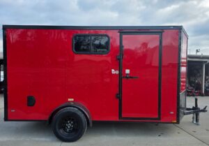 6×12 Enclosed Trailer Red V-Nose Blackout Package (1) 3,500lb Axle with Windows - Image 5
