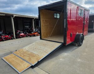 6×12 Enclosed Trailer Red V-Nose Blackout Package (1) 3,500lb Axle with Windows - Image 9