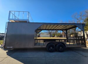 8.5’X24′ Charcoal Enclosed Trailer Hybrid Roof Platform and Equipment Hauler (2) 8000lb Axle - Image 6