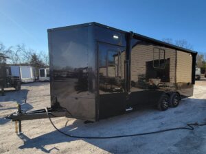 8.5′ X 20′ Black With Blackout Office and Command Center Enclosed Trailer - Image 2