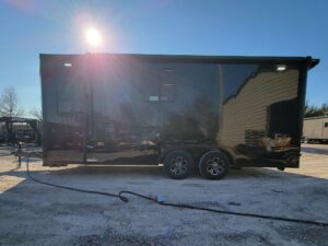 8.5′ X 20′ Black With Blackout Office and Command Center Enclosed Trailer - Image 3