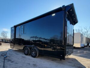 8.5′ X 20′ Black With Blackout Office and Command Center Enclosed Trailer - Image 4