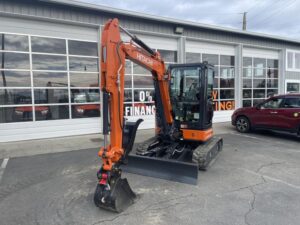 2026 Hitachi ZX35U-5N (CAB ANGLE) Angle blade, cab, heat, A/C, 5’8″ stick, thumb, coupler, and dig bucket included