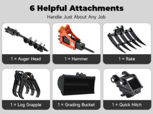 NW-A1 | 13.5 HP B&S Engine Mini Excavator with 6 Attachments - Image 9