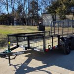 7′ X 12′ Straight Deck Utility Trailer 18IN Mesh Sides Double Axle 7K GVWR